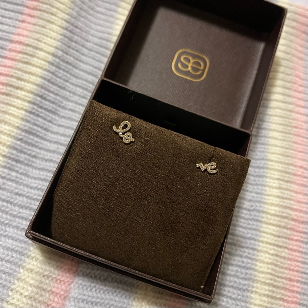 Sydney evan Love 14-karat gold diamond earrings